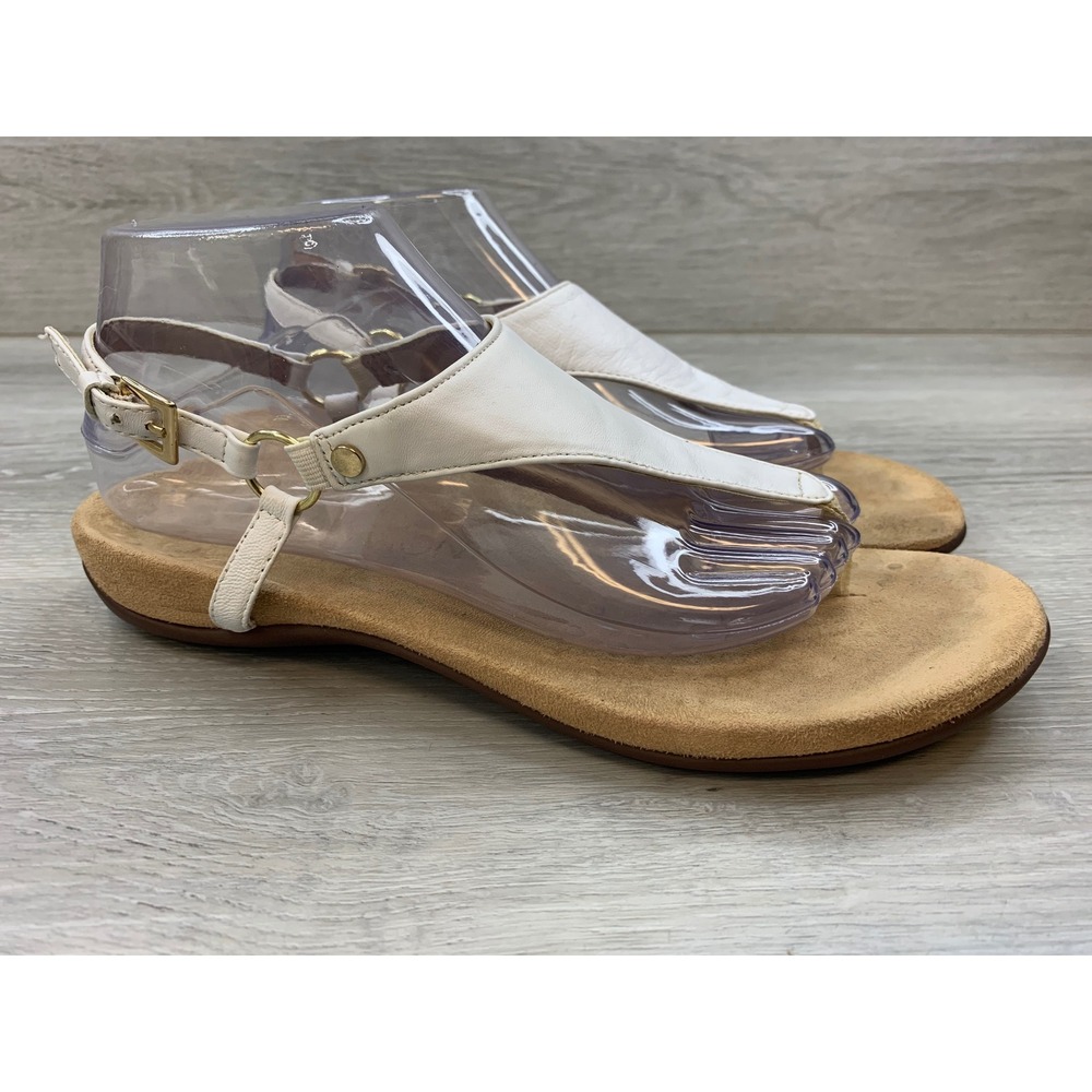 Vionic Kirra White Leather Backstrap Orthotic Sandals Women's 10 Comfort Shoes